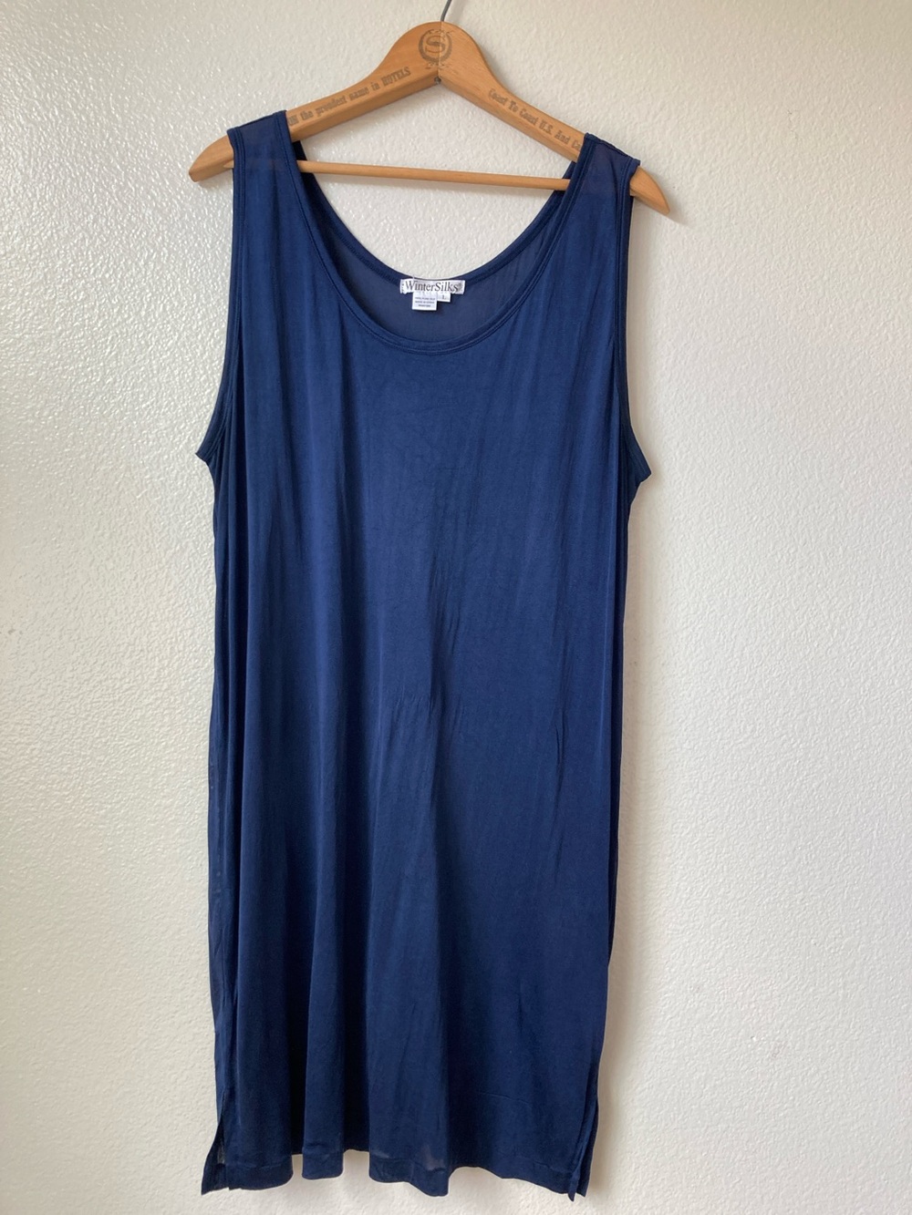 WinterSilks silk tank dress base layer chemise slip sz L